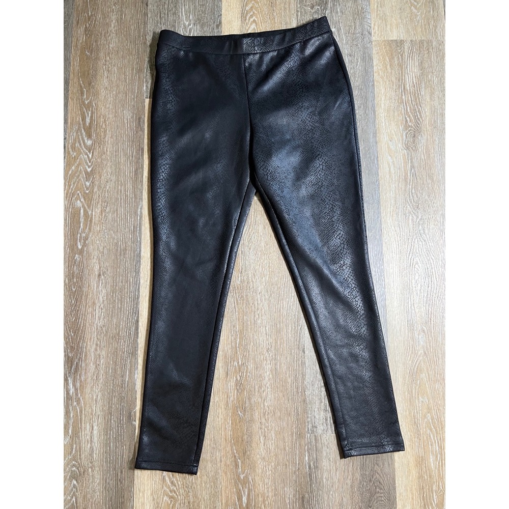 MIXIT Faux Leather Snakeskin Leggings Women Large Black Excellent Textured Pants
